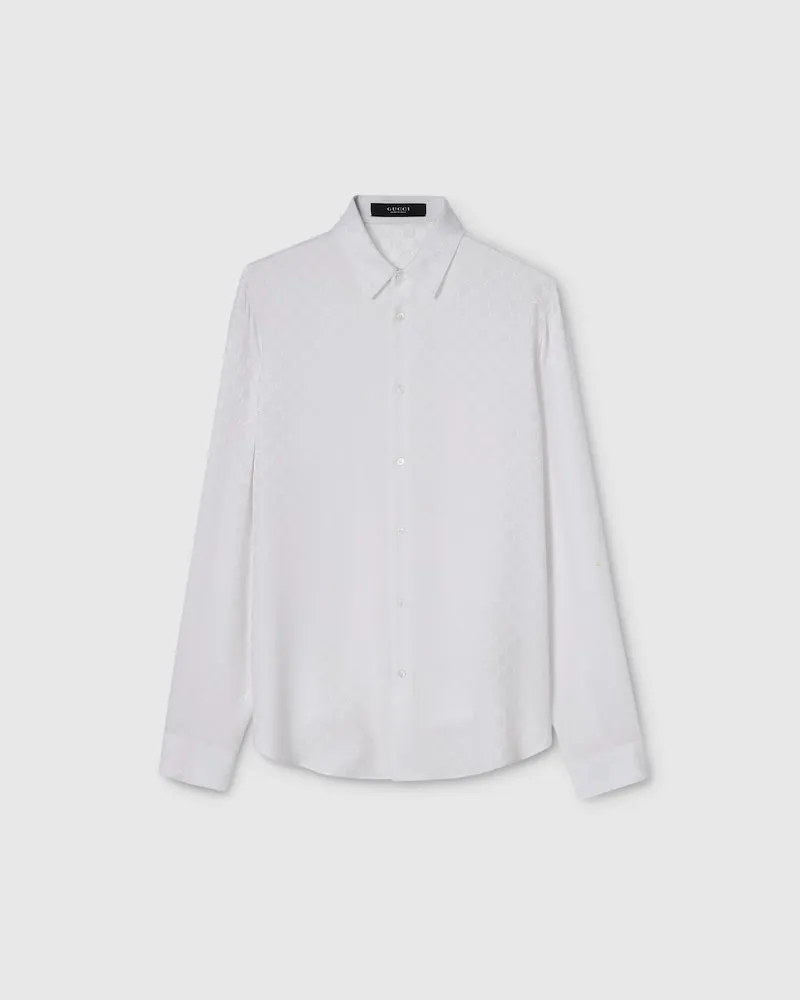 Gucci Hemd aus GG Seidenjacquard, Größe Weiß