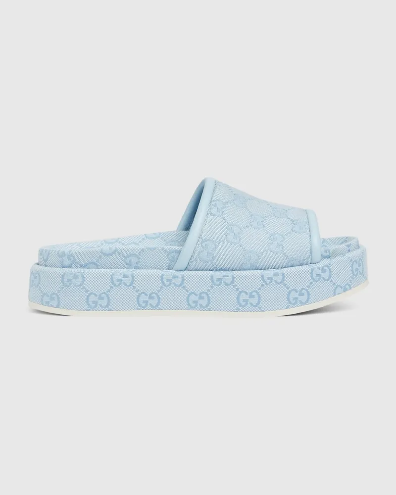 Gucci Damensandale Mit Plateausohle Und GG, Größe Blau