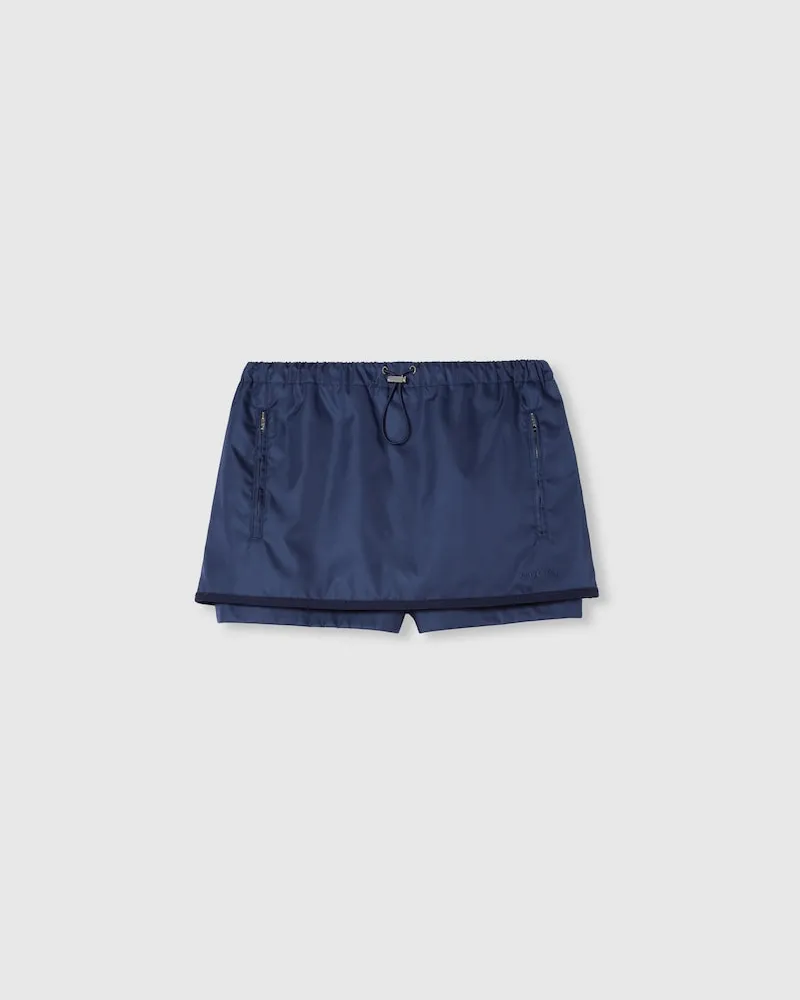 Gucci Skort aus Nylongabardine Mit Logo aus Metall, Größe Blau