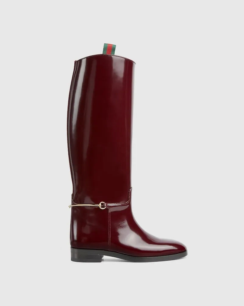 Gucci Damenstiefel Mit Schmalem Horsebit, Größe Bordeauxrot