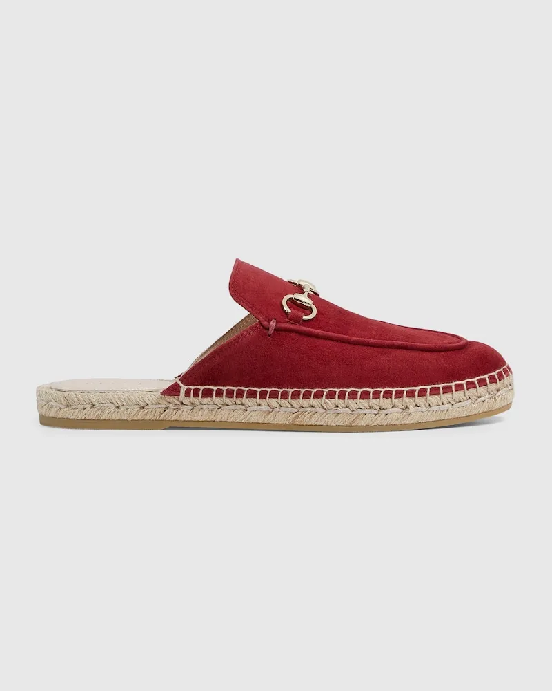 Gucci Damen-Espadrille-Mules Mit Horsebit, Größe Bordeauxrot