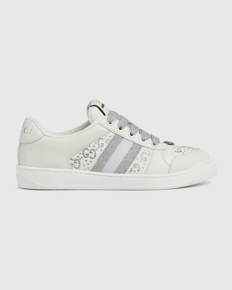 Gucci Screener Damensneaker Mit GG Kristallen, Größe Weiß