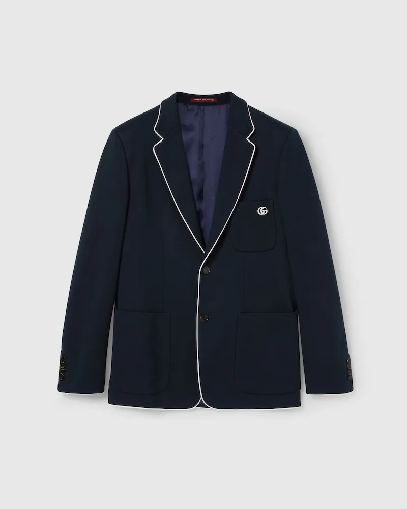 Gucci Jackett aus Baumwolljersey Mit Stickerei, Größe Blau