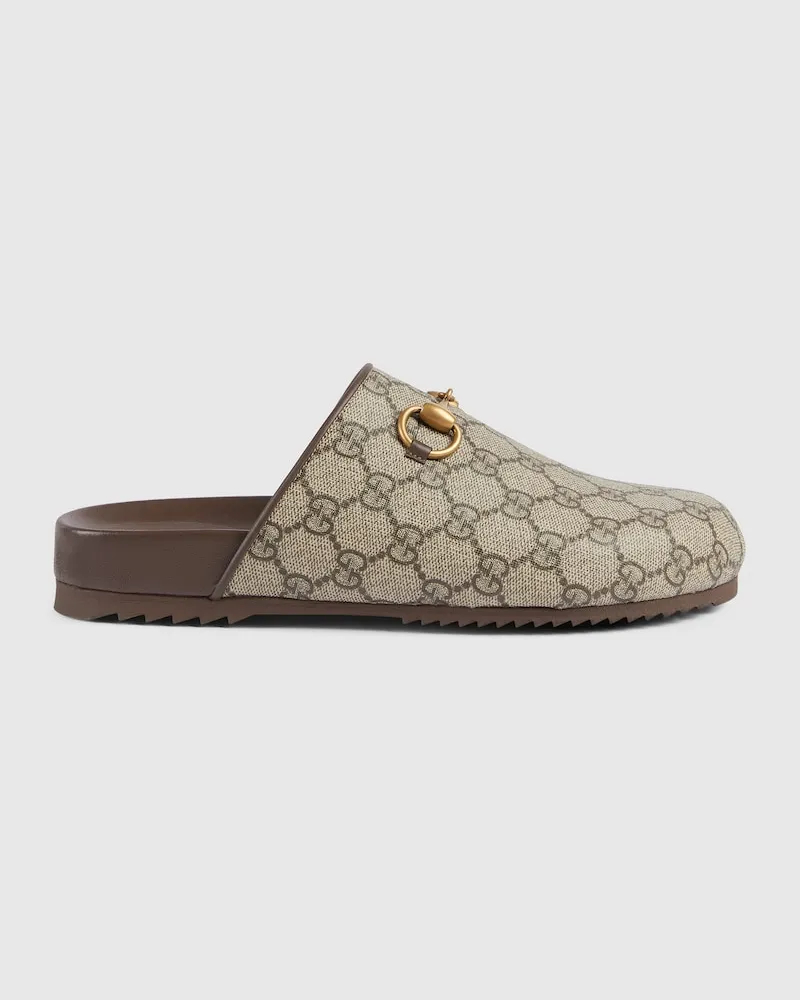 Gucci Damenslipper aus GG Supreme Mit Horsebit, Größe Beige