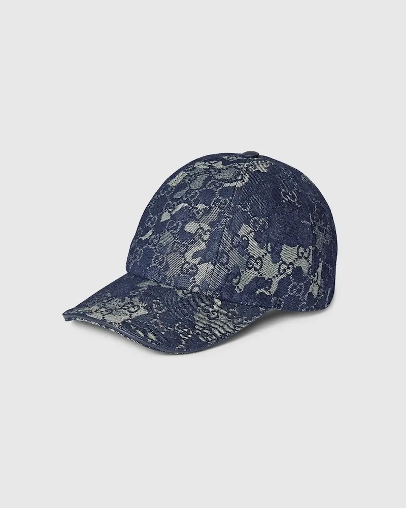 Gucci Baseballkappe aus GG Denim Mit Web, Größe Blau