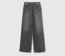 Hose aus Denim Mit Weitem Bein, Größe