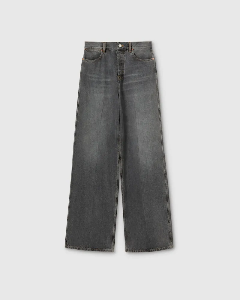 Gucci Hose aus Denim Mit Weitem Bein, Größe Grau