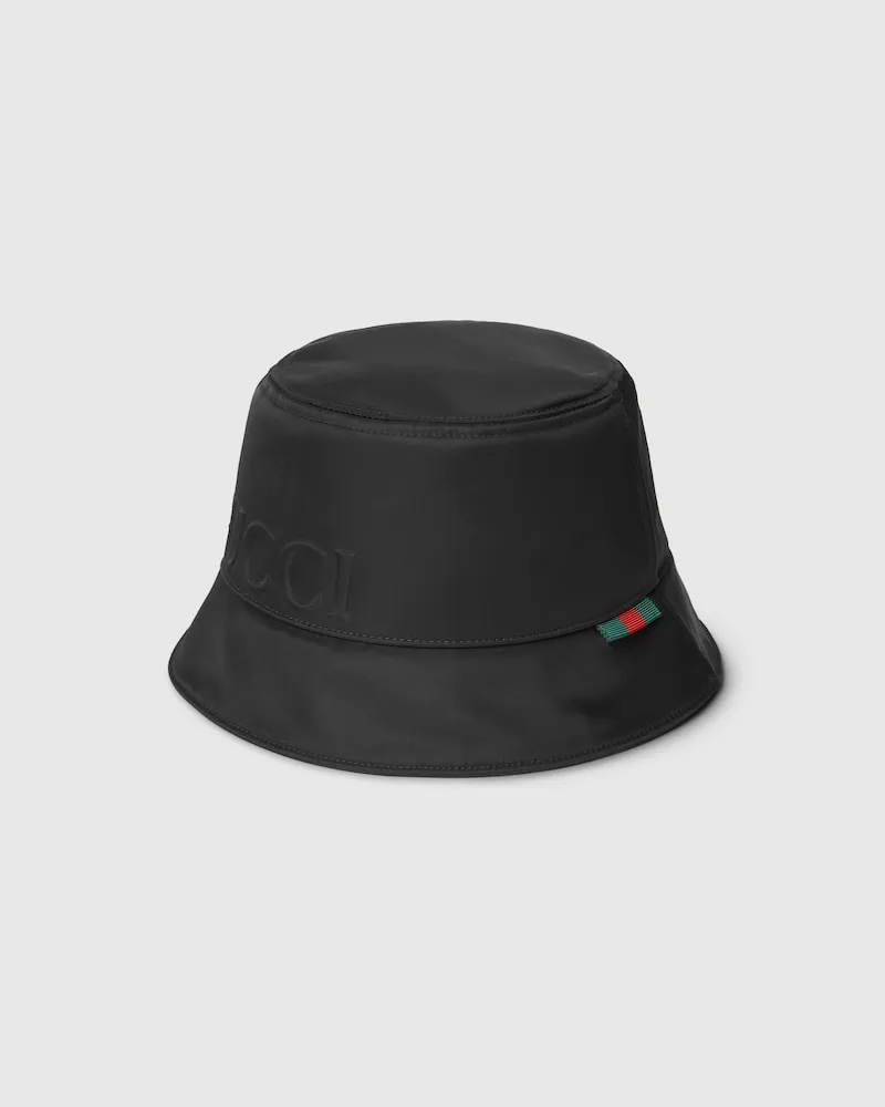Gucci Fischerhut aus Nylon Mit Logo, Größe Schwarz