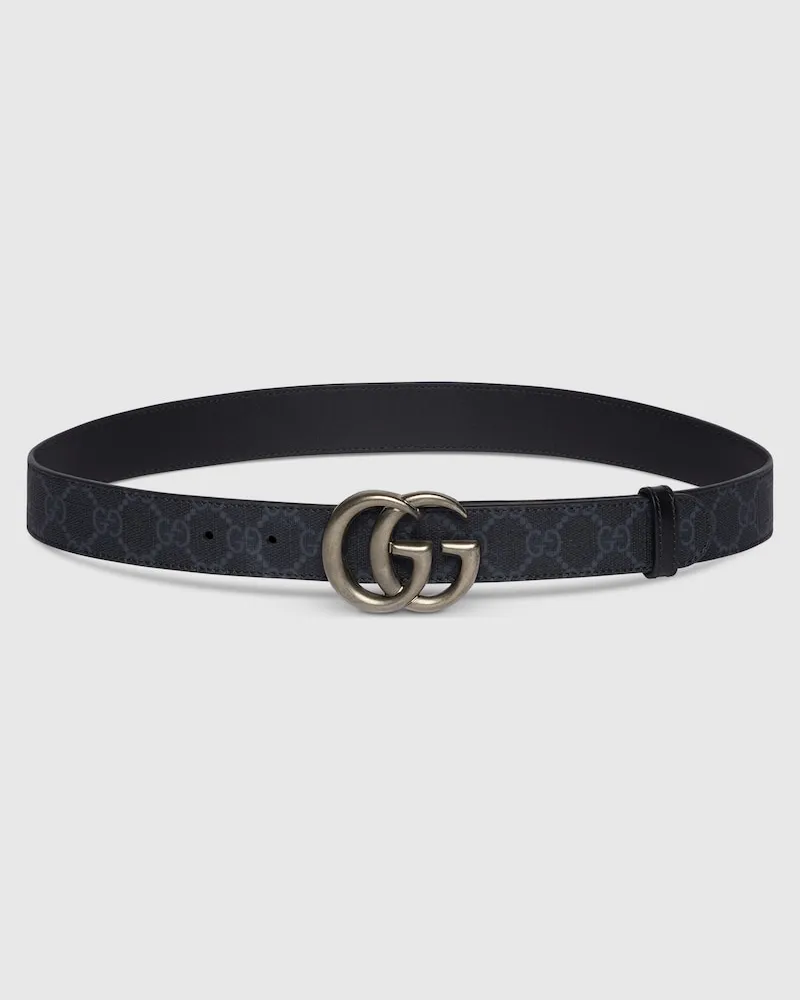Gucci Schmaler GG Marmont Gürtel, Größe 95 Schwarz