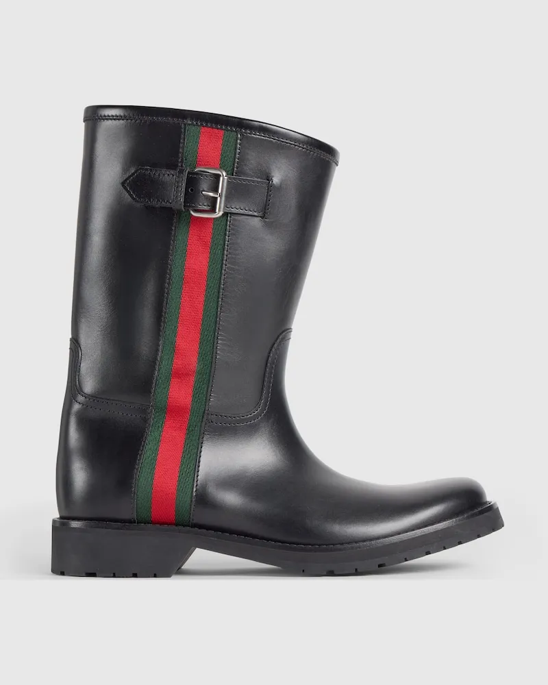 Gucci Herrenstiefel mit Web Schwarz