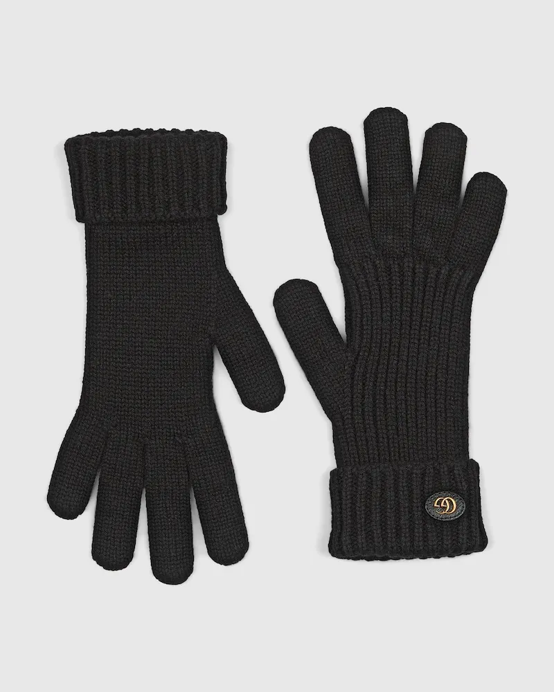 Gucci Handschuhe aus Wolle Und Kaschmir Mit Doppel G, Größe Schwarz