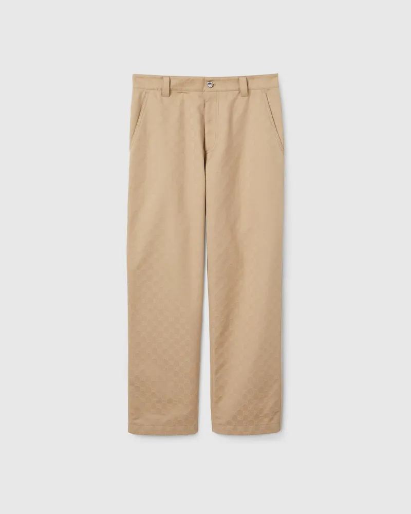 Gucci Hose aus GG Baumwollgabardine, Größe Beige
