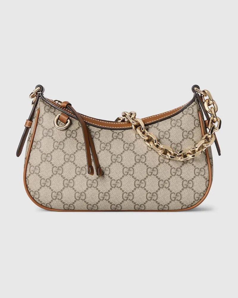 Gucci Kleine GG Emblem Schultertasche Beige