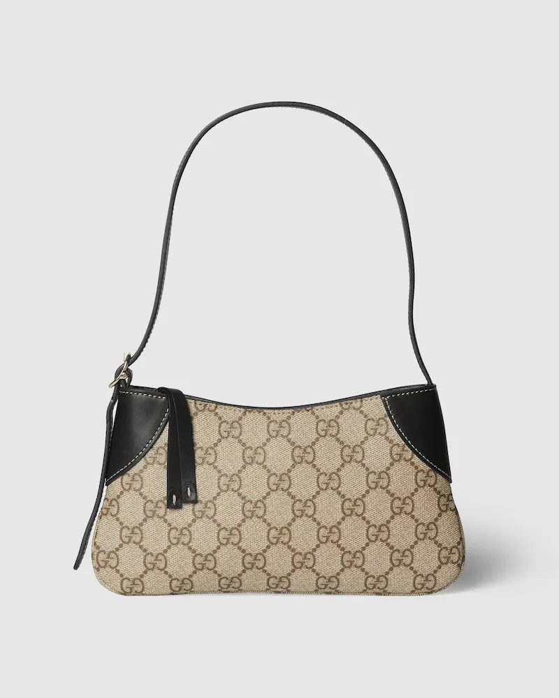 Gucci Kleine GG Emblem Schultertasche Beige