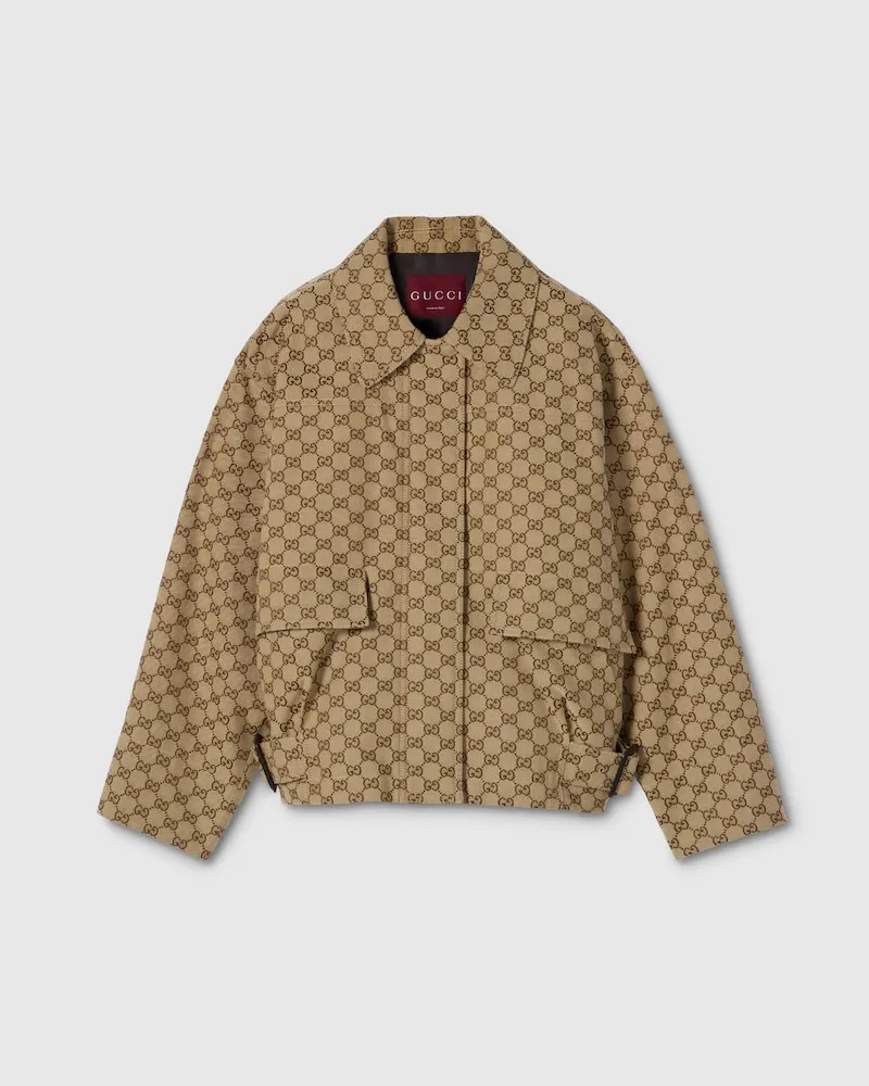 Gucci Bomberjacke aus GG Canvas, Größe Braun