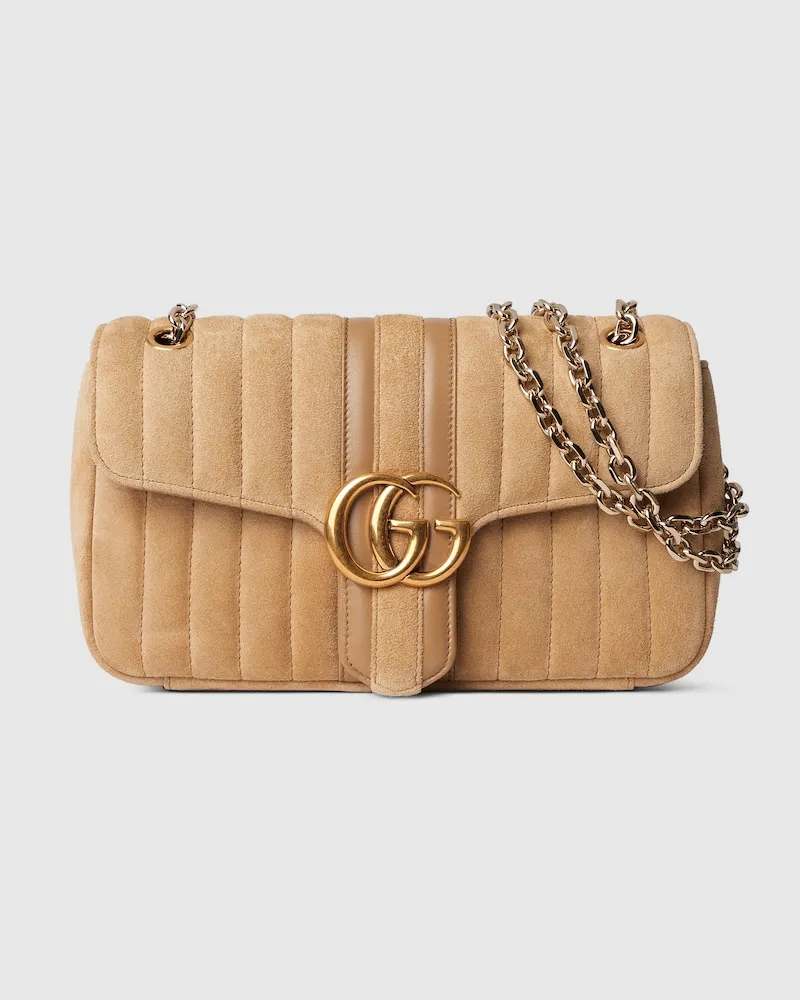 Gucci Jetset GG Marmont Mittelgroße Schultertasche Beige