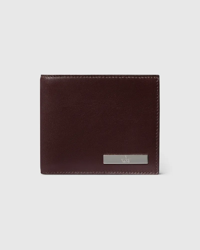 Gucci Faltbrieftasche mit Metall-Etikett Braun