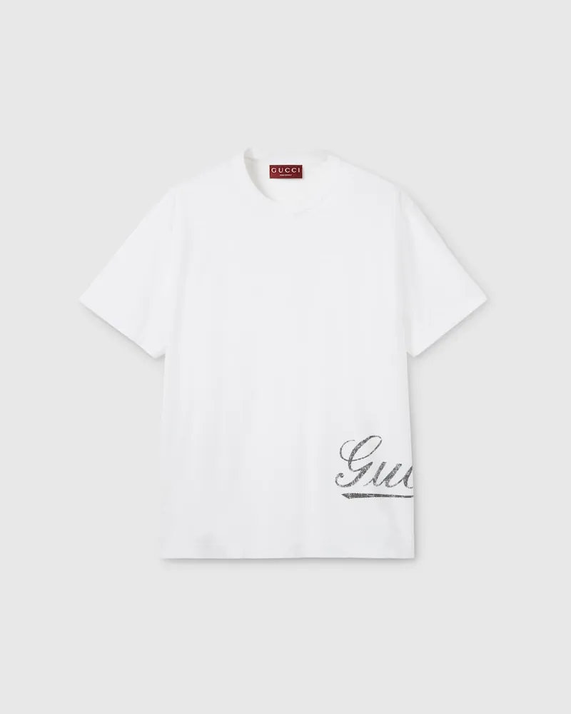 Gucci T-Shirt aus Baumwolljersey Mit Print, Größe Weiß