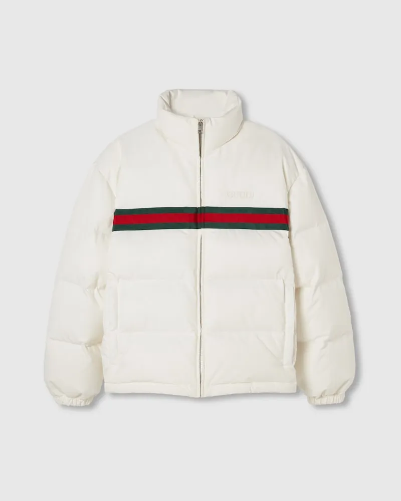 Gucci Bomberjacke aus Polyester-Twill, Größe Weiß