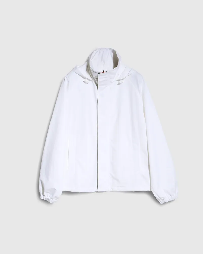 Gucci Kompakte Jacke aus Baumwollcanvas mit Reißverschluss, Größe Weiß