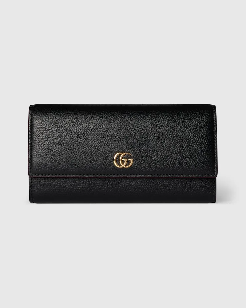Gucci Zweifarbige GG Marmont Continental Brieftasche Schwarz