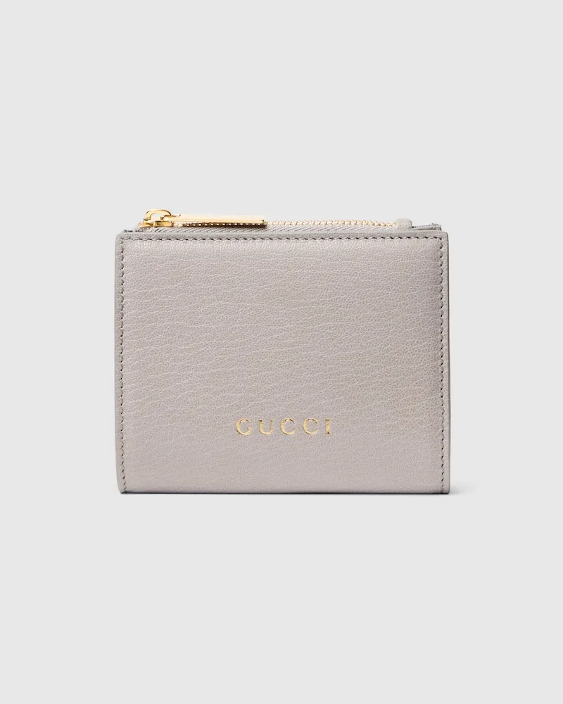 Gucci Kleine Brieftasche mit Schriftzug Grau