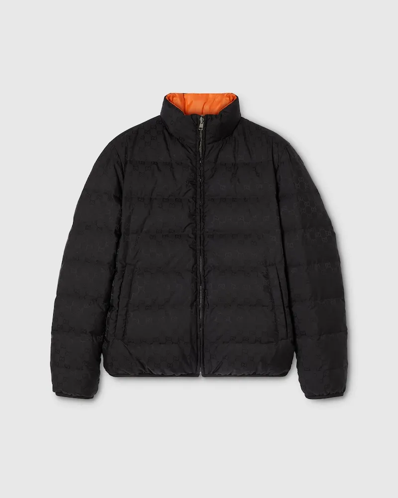 Gucci Wendbare Jacke aus GG Nylon Mit Reißverschluss, Größe Schwarz