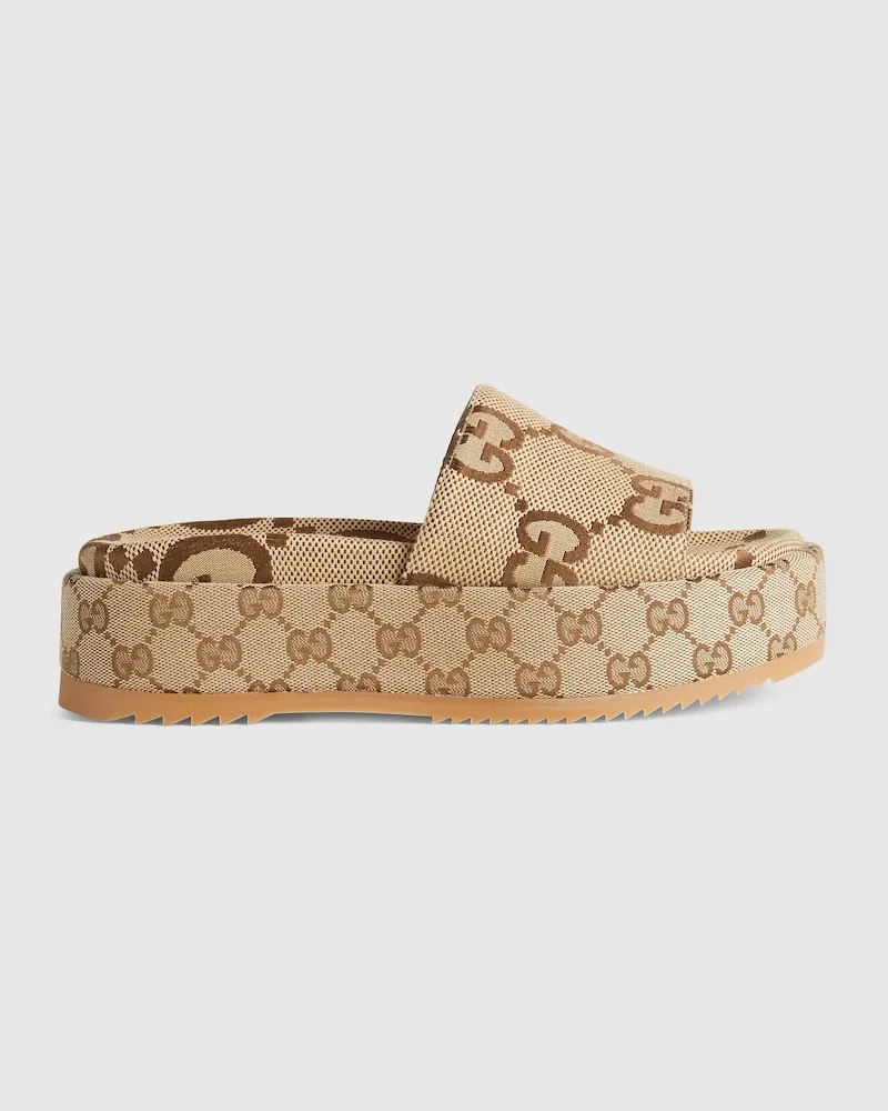 Gucci Damenpantolette Mit Plateausohle, Größe Beige