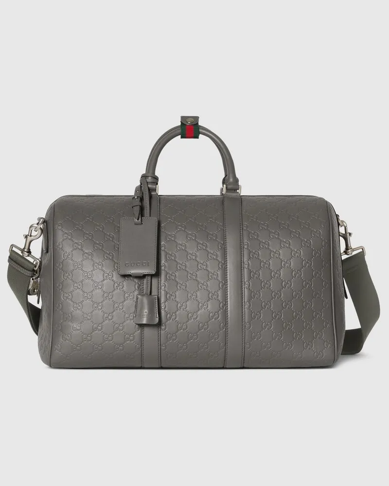 Gucci Mittelgroße GG Emblem Reisetasche Grau