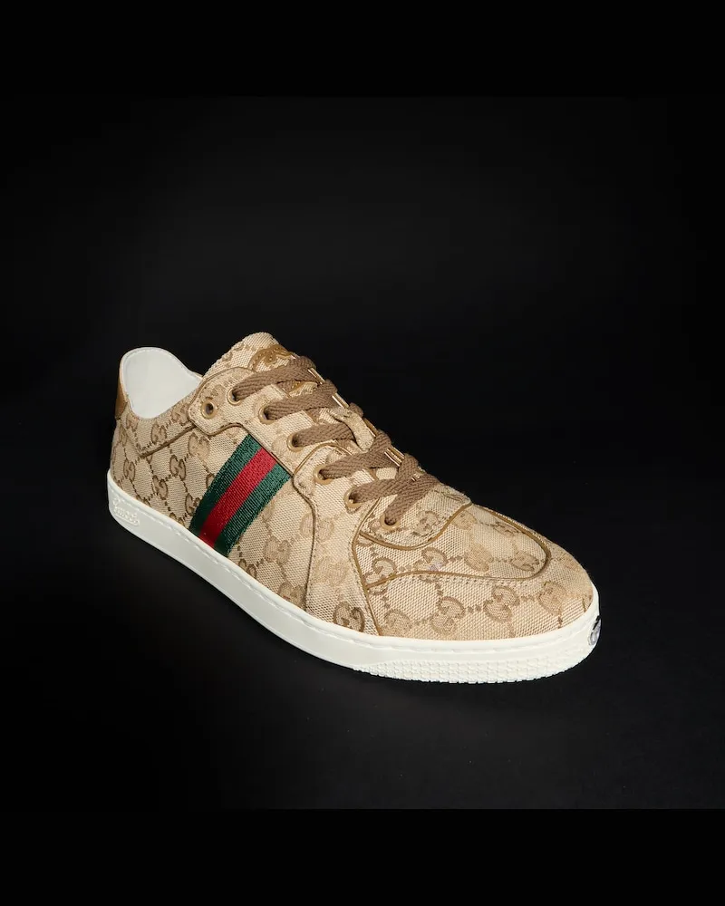 Gucci Stretch Low-Top-Herrensneaker, Größe Beige