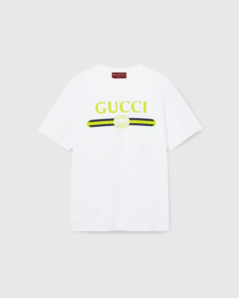 Gucci T-Shirt aus Baumwolljersey Mit Print, Größe Weiß