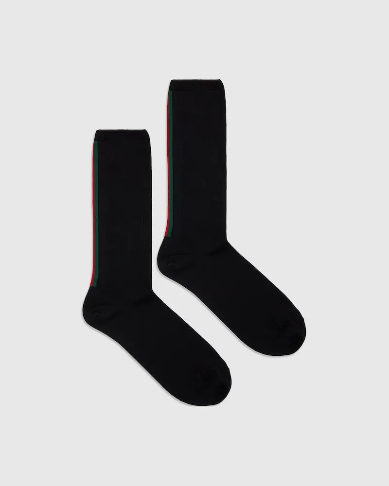Gucci Socken aus Baumwolle mit Web Schwarz