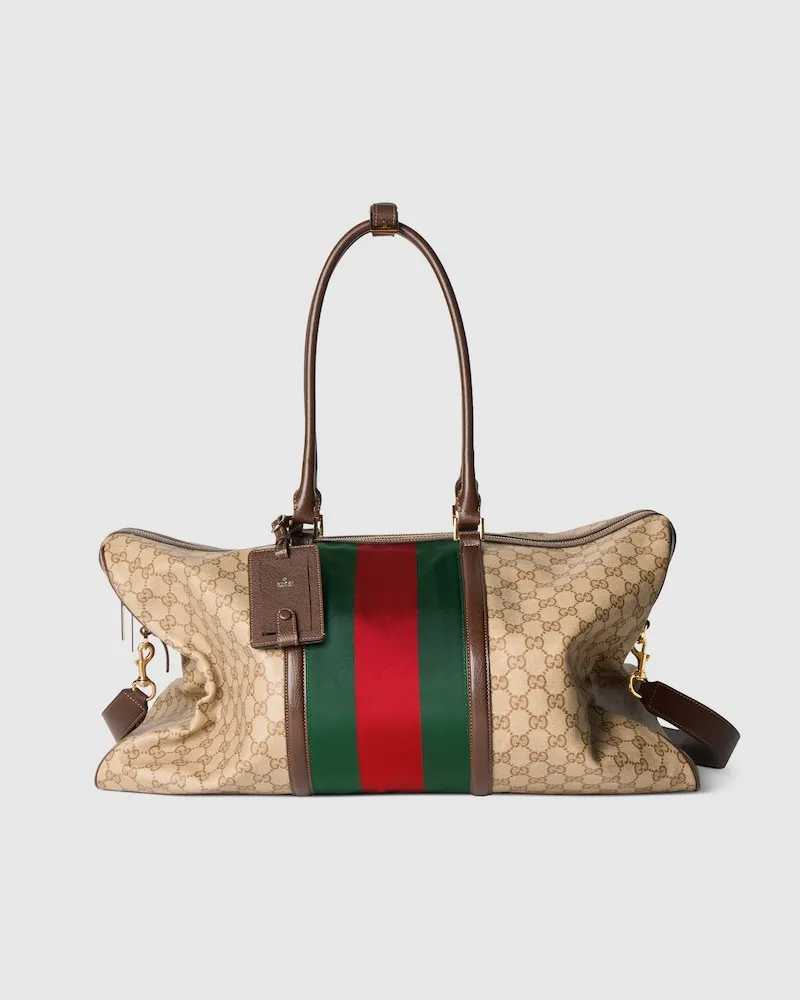 Gucci Mittelgroße GG Reisetasche mit Web Beige