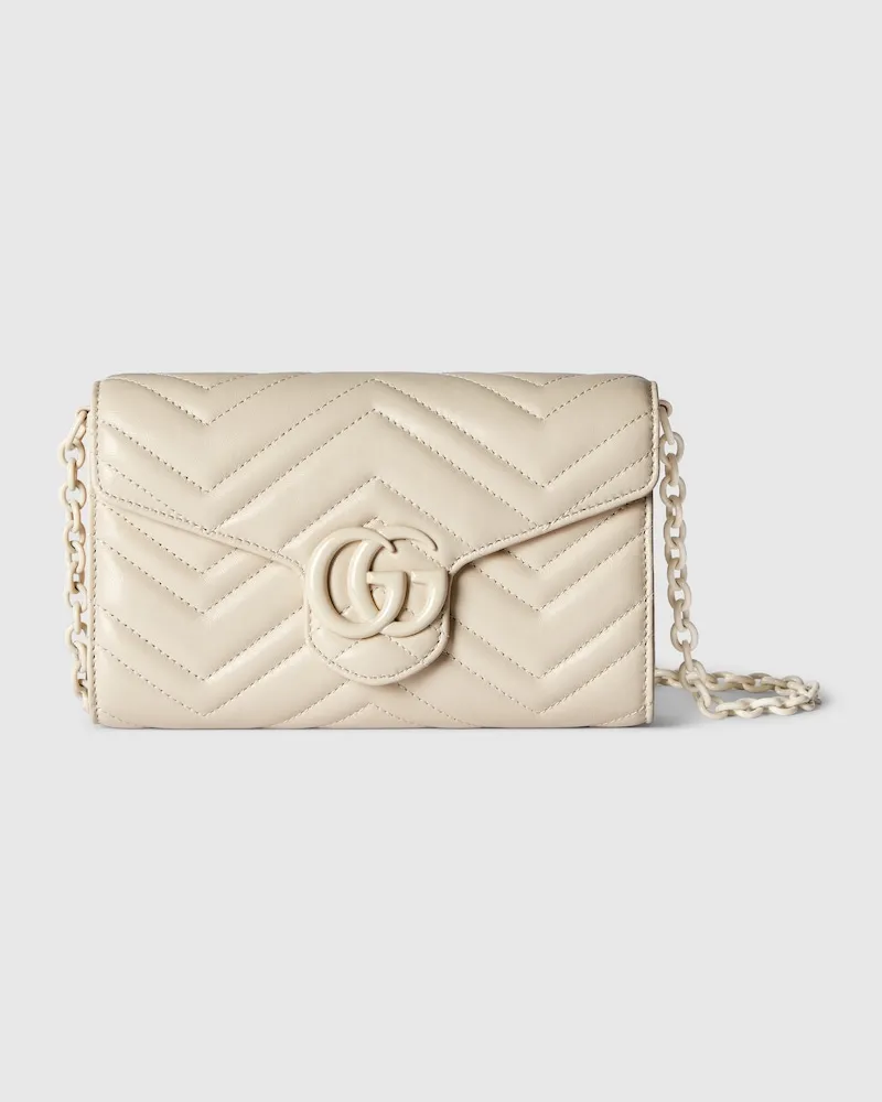 Gucci GG Marmont Brieftasche mit Kettenriemen Weiß