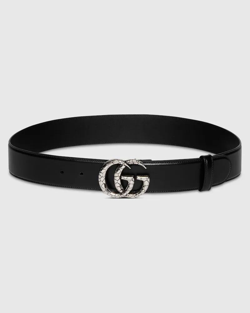 Gucci Breiter GG Marmont Gürtel, Größe 95 Schwarz