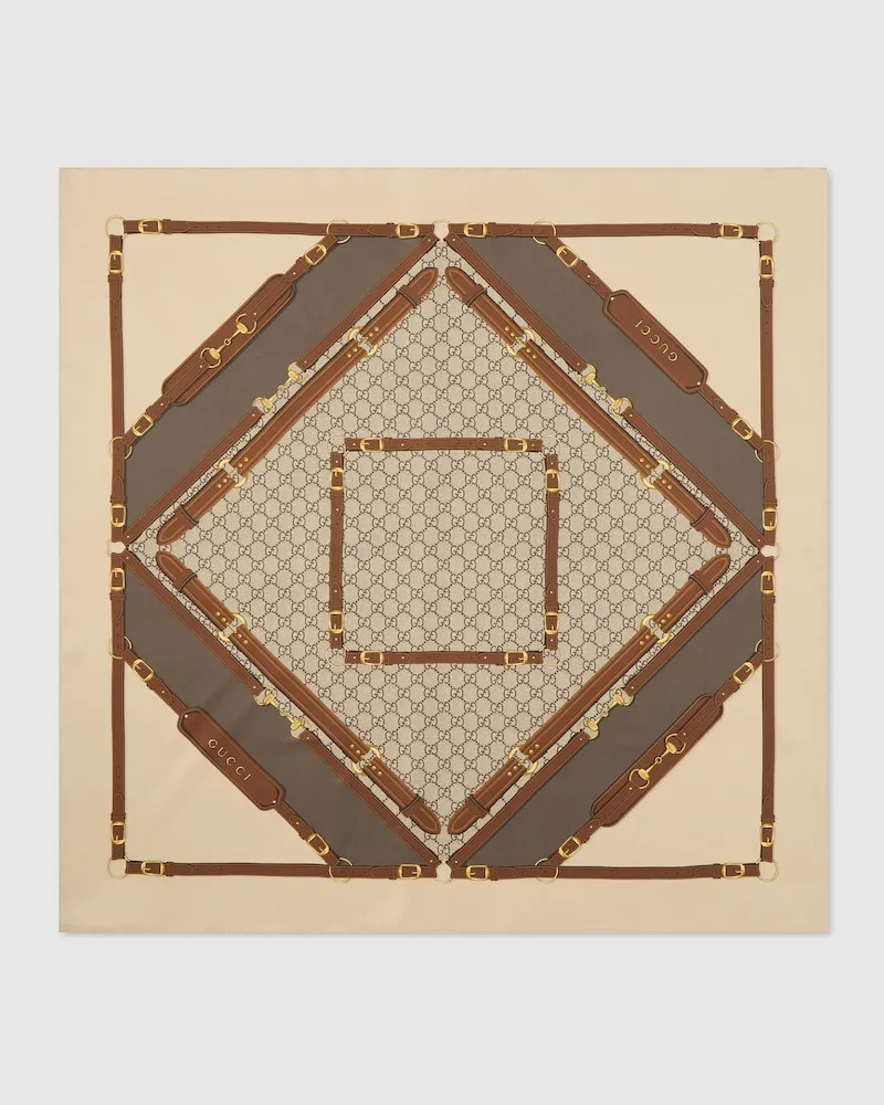 Gucci Vierecktuch aus Seidentwill Mit Print Beige