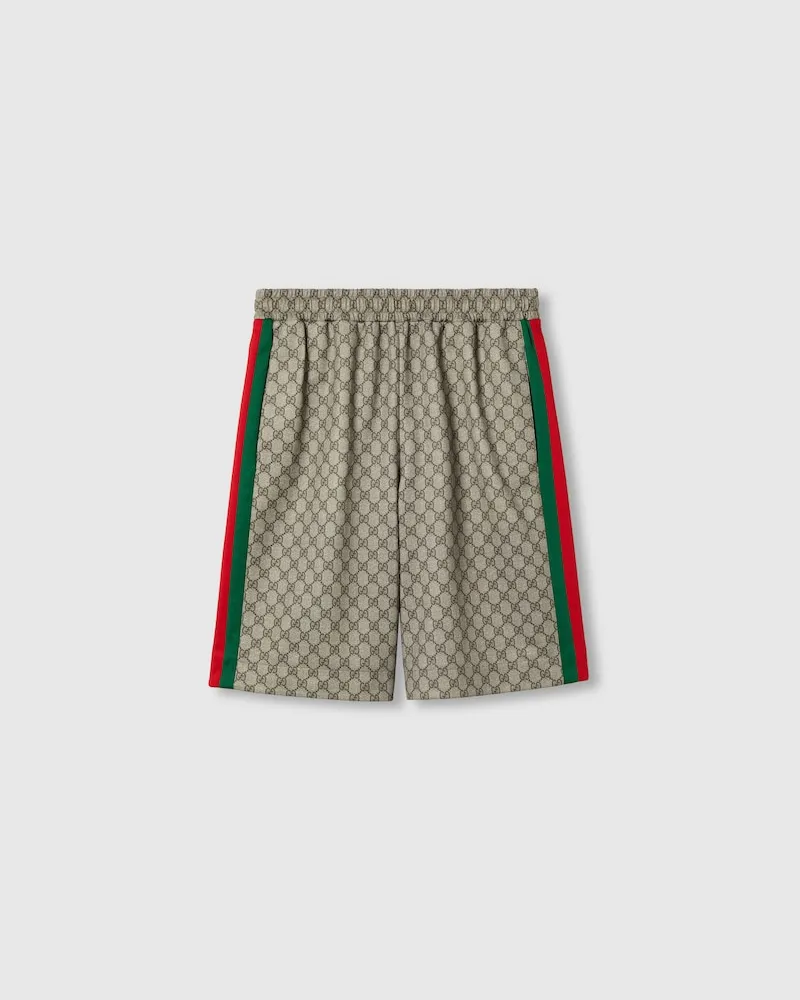 Gucci Shorts aus Technischem Jersey Mit Web, Größe Beige