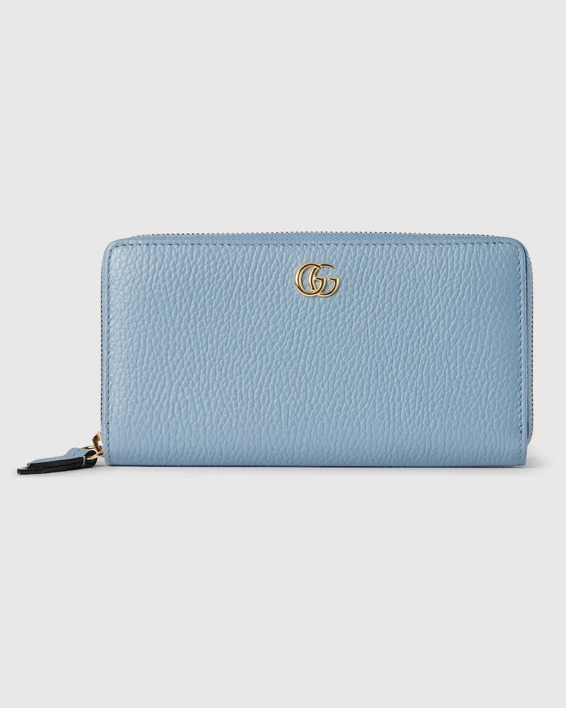 Gucci Zweifarbige GG Marmont Brieftasche Mit Rundum-RV Blau