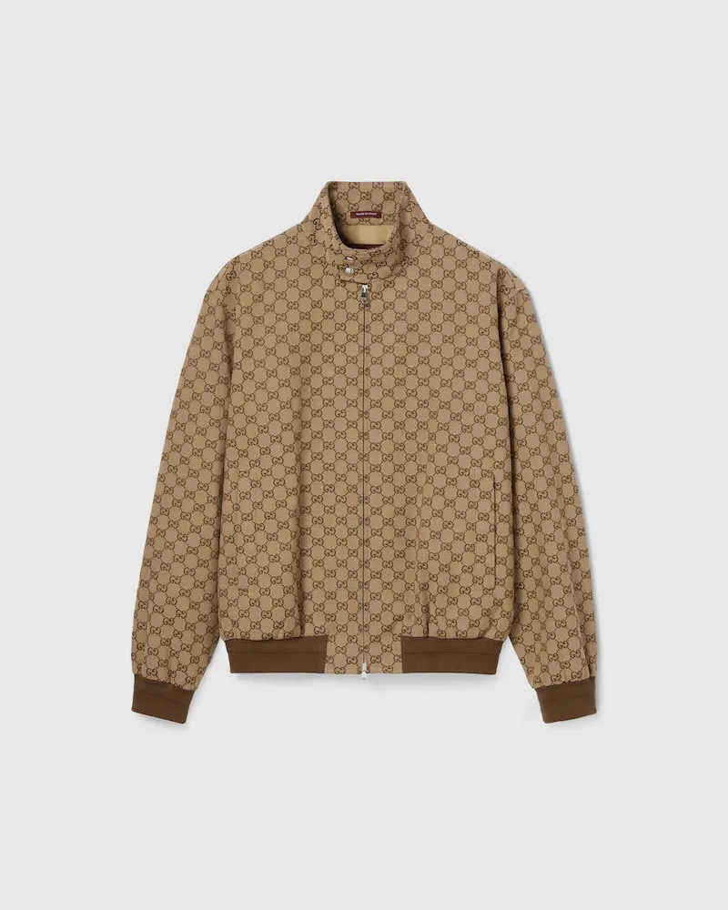 Gucci Bomberjacke aus GG Canvas, Größe Beige