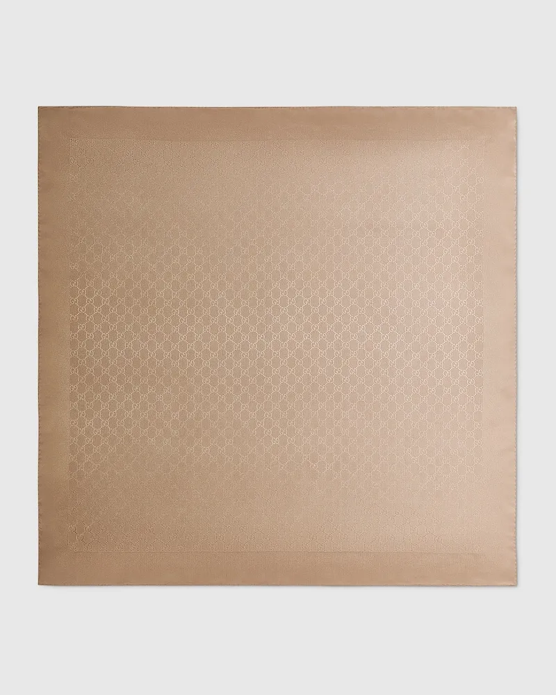 Gucci Vierecktuch aus Seidenjacquard Mit Print Beige