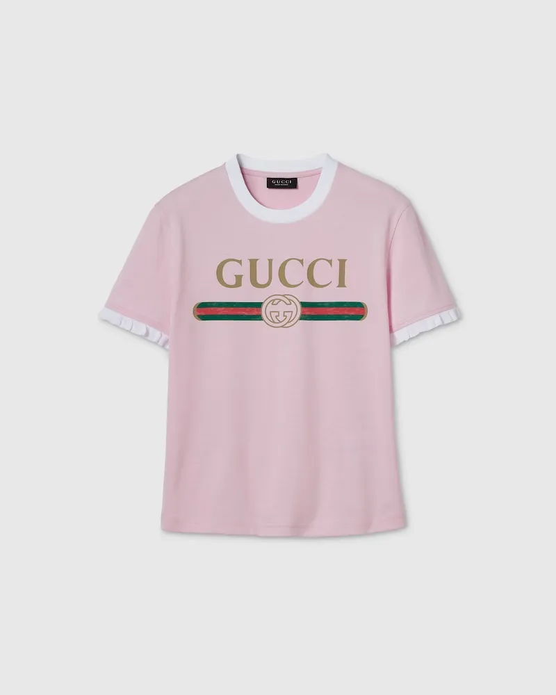 Gucci T-Shirt aus Baumwolljersey Mit Print, Größe Pink