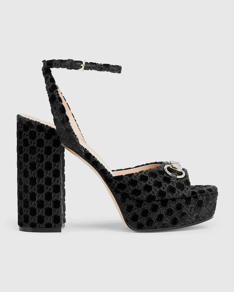 Gucci Damensandale Mit Plateau Und Horsebit, Größe Schwarz