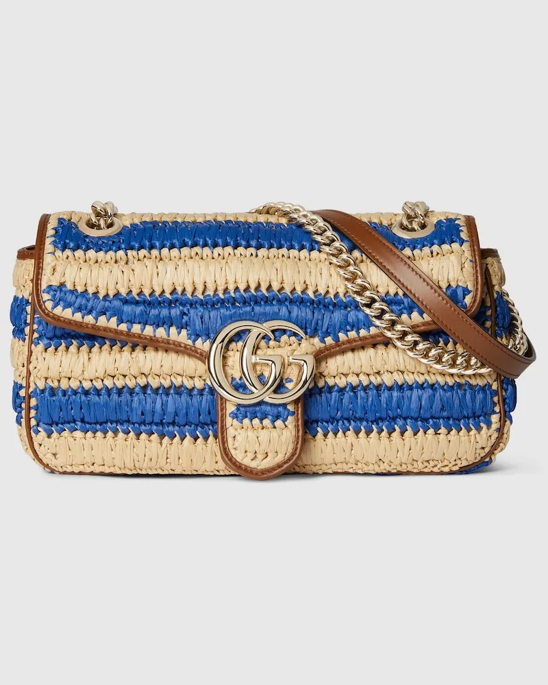 Gucci Mittelgroße, Geflochtene GG Marmont Schultertasche Nude