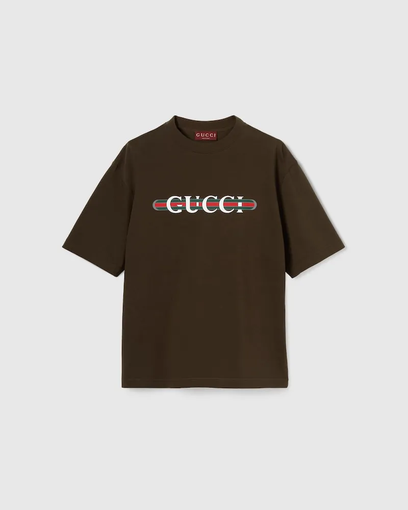 Gucci T-Shirt aus Baumwolljersey Mit Print, Größe Braun
