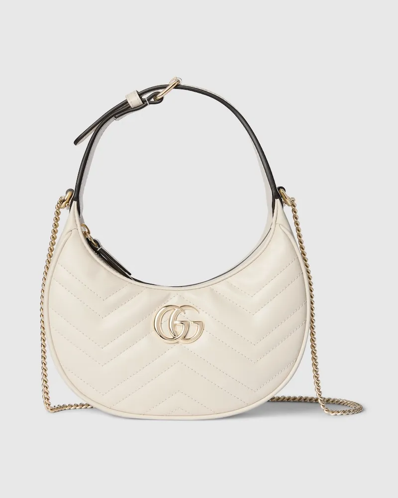 Gucci Kleine GG Marmont Schultertasche Weiß