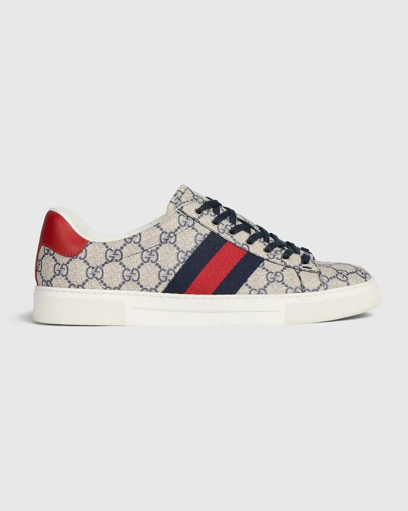 Gucci Ace Herrensneaker mit Web Beige