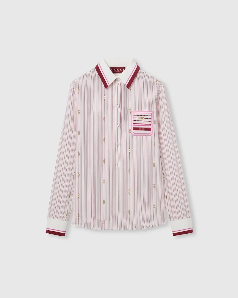 Gucci Hemdbluse aus Seide Mit Print, Größe Weiß