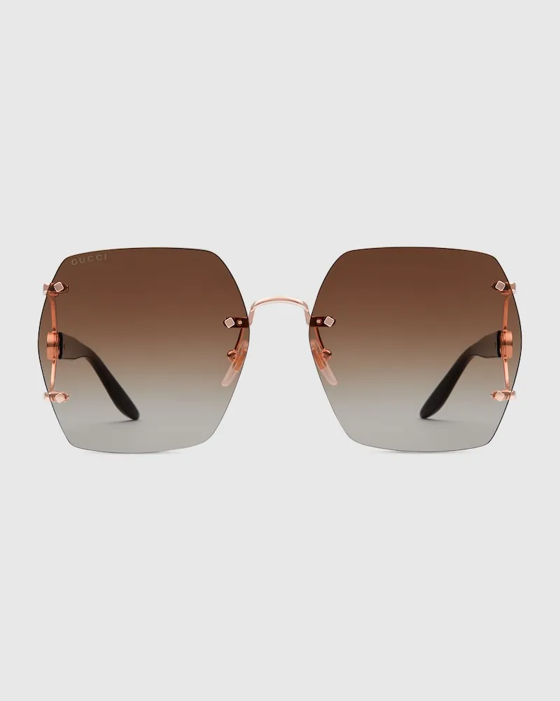 Gucci Sonnenbrille Mit Geometrischem Rahmen Gold