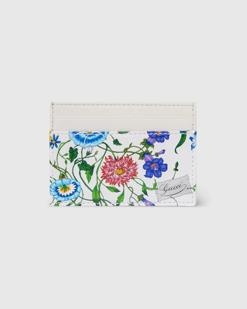 Gucci Kartenetui mit Flora-Motiv Weiß