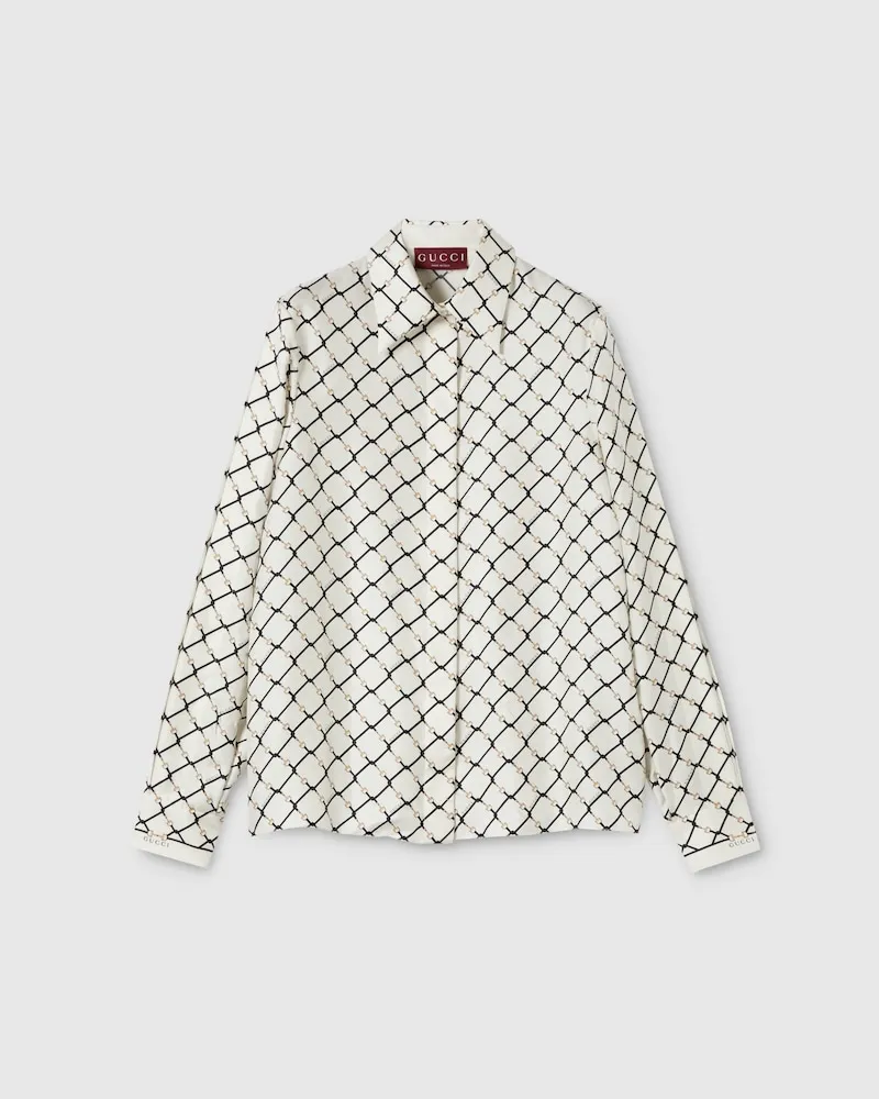 Gucci Bluse aus Seidentwill Mit Print, Größe Weiß